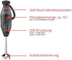 Zauberstab 98215 M 200 BBQ, Stabmixer, 2 Stufen bis 17.000 U/Min, ergonom. Griff, robuster Motor, inkl. Zubehör, 200W, Schweiz