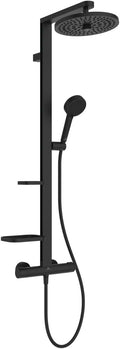 Ceratherm Alu+ Duschsystem, 100% recyceltes Aluminium, Wassersparende Brause, variable Strahlarten, Verbrühschutz, Schwarz Matt (356x501x1113 mm)