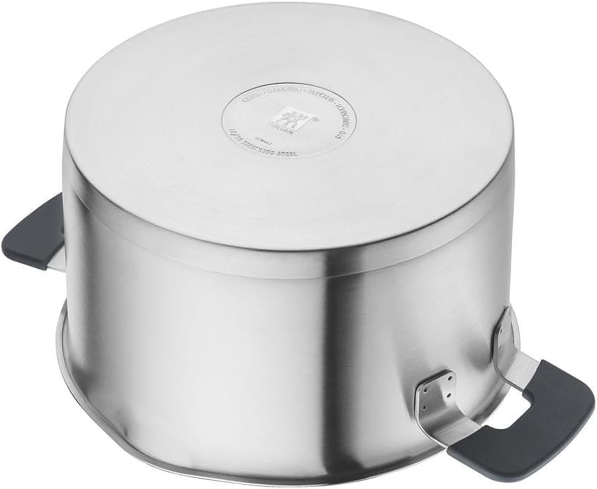 Simplify Kochtopf-Set 5-teilig, mit integriertem Sieb, Induktion geeignet, Ausgießfunktion, Stay-Cool-Griffe, Edelstahl, Grau
