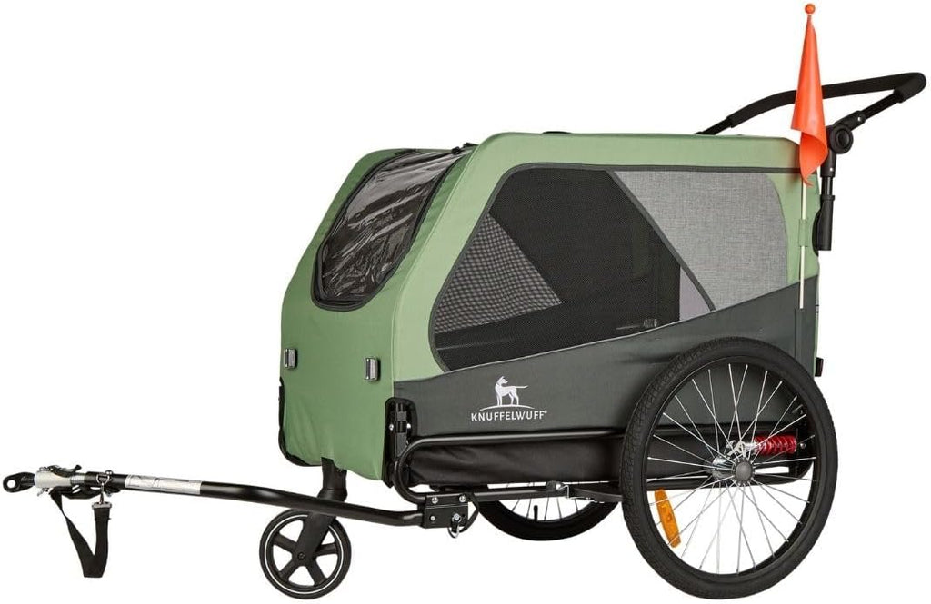 Hundeanhänger + Buggy | Fahrradanhänger bis 45kg | faltbar, leicht, stabil | Sicherheitsleine, Reflektoren, Insektenschutz, Uni-Kupplung
