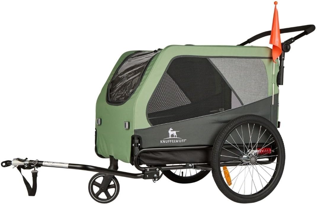 Hundeanhänger + Buggy | Fahrradanhänger bis 45kg | faltbar, leicht, stabil | Sicherheitsleine, Reflektoren, Insektenschutz, Uni-Kupplung