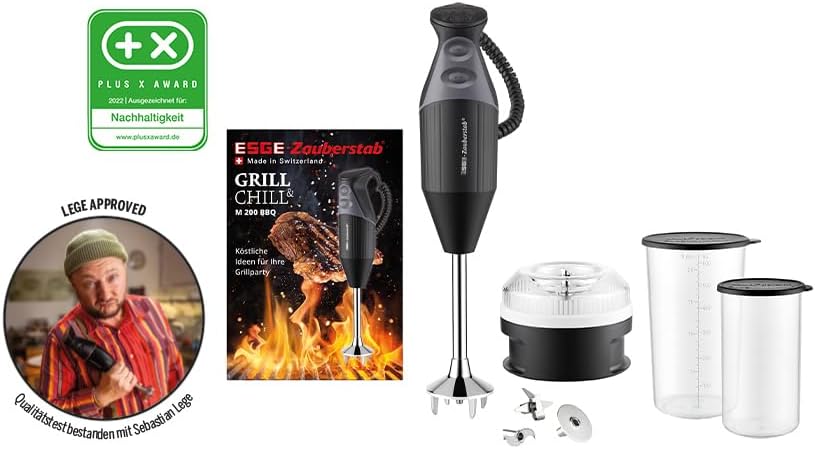 Zauberstab 98215 M 200 BBQ, Stabmixer, 2 Stufen bis 17.000 U/Min, ergonom. Griff, robuster Motor, inkl. Zubehör, 200W, Schweiz