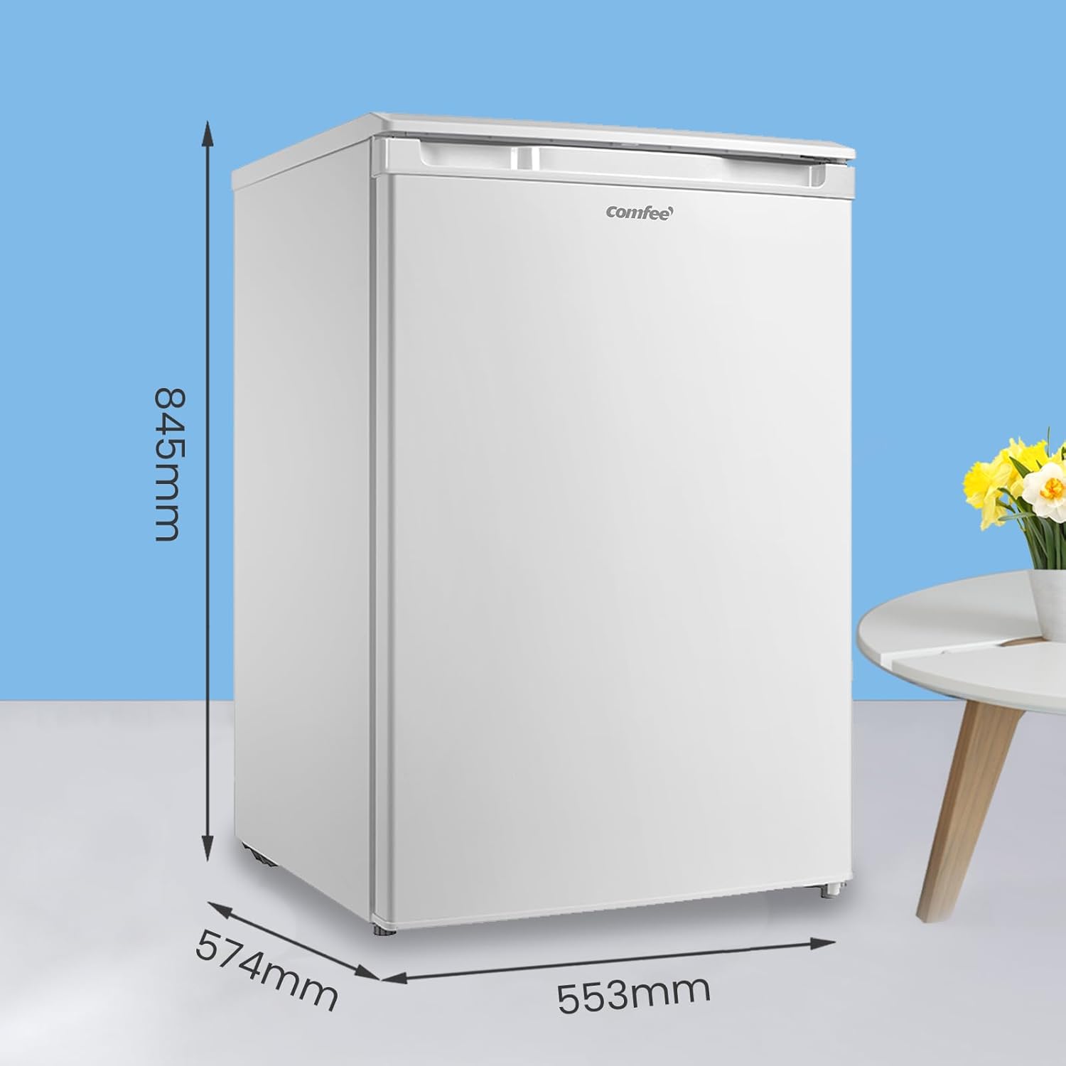 RCD133WH3(E) Kühlschrank 131L ohne Gefrierfach, Inverter-Kompressor, Obst-Gemüsefach, 84.5x55.3cm, 72kWh/Jahr, Temperaturregelung, verstellbare Füße