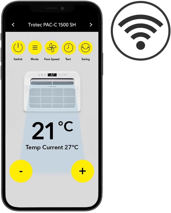 PAC-C 1500 SH WiFi Camping-Klimagerät 4-in-1 (Kühlen, Heizen, Entfeuchten, Ventilieren) für Wohnwagen & Wohnmobil, 5000 BTU, App-Steuerung