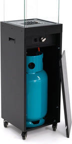 Faro Terrassenheizer Gas, 8kW, tragbarer freistehender Propan Heizpilz, schwarz, inkl. Abdeckung, 36x36x150 cm für Garten und Terrasse