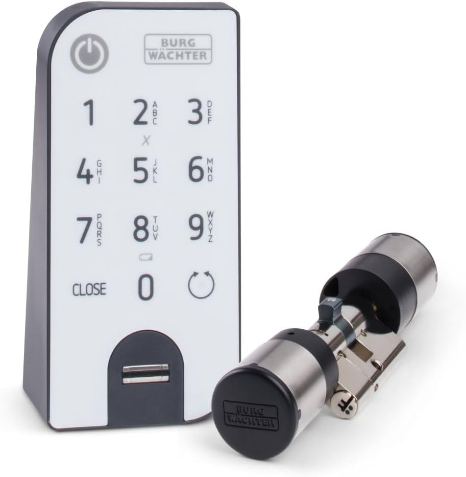 ENTRYeasy 7602 FP elektron. Türschloss, Zylinder + Keypad, Öffnung per App/Fingerprint/Pincode/Funkschlüssel, schwarz/Edelstahl, biometrisch