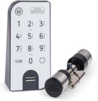 ENTRYeasy 7602 FP elektron. Türschloss, Zylinder + Keypad, Öffnung per App/Fingerprint/Pincode/Funkschlüssel, schwarz/Edelstahl, biometrisch