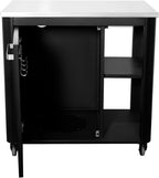 Outdoor-Tisch für Außenküchen, erweiterbar + kombinierbar, 4 Räder Ø75mm, 430 Edelstahl, Gasflaschenhalter, 100kg, für Grillfans