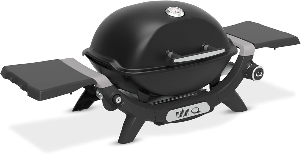 Q 1200N Gasgrill mit Seitentischen,Porzellanemaillierte Gusseisenroste,Deckelthermometer,Hochleistungsbrenner,1290cm² Grillfläche,Midnight Black