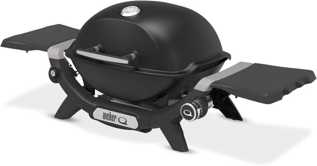 Q 1200N Gasgrill mit Seitentischen,Porzellanemaillierte Gusseisenroste,Deckelthermometer,Hochleistungsbrenner,1290cm² Grillfläche,Midnight Black