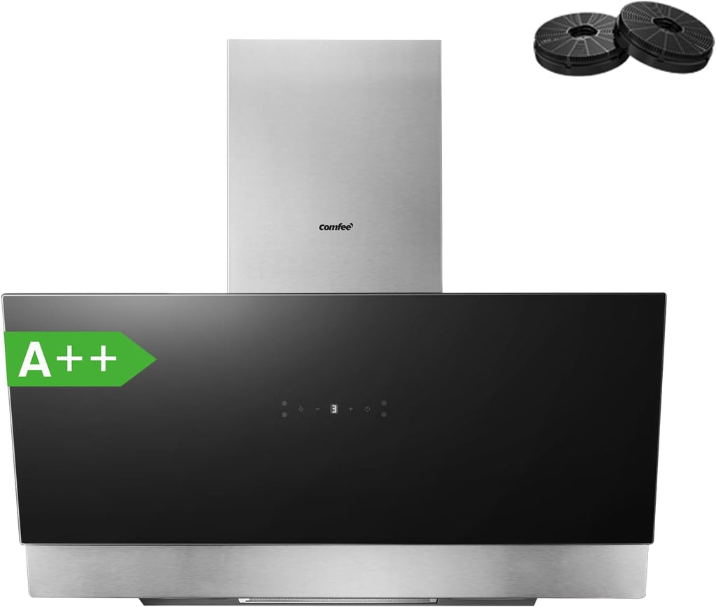 90 cm Dunstabzugshaube, 867m³/h Luftstrom, Kopffrei, Umluft & Abluft, Touchscreen, Gestensteuerung, 4 Geschwindigkeiten, 68dB, LED, ANGJ72B-90PRO-EU