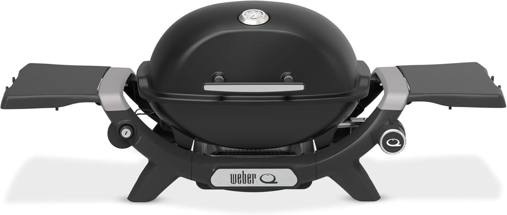 Q 1200N Gasgrill mit Seitentischen,Porzellanemaillierte Gusseisenroste,Deckelthermometer,Hochleistungsbrenner,1290cm² Grillfläche,Midnight Black