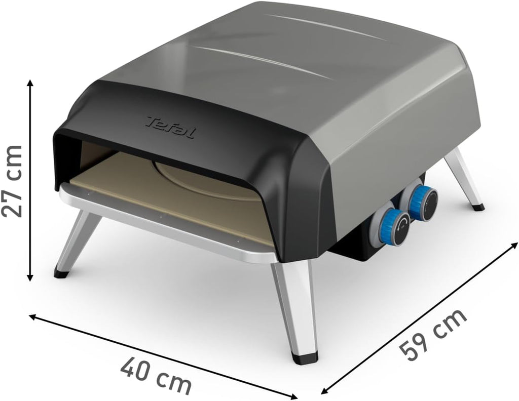 Pizza Pronto Gas-Pizzaofen für Außen, bis 400°C, Temperaturregler, Ein/Aus, Drehstein, kompakt, inkl. Pizzaschieber, Edelstahl, JM413015