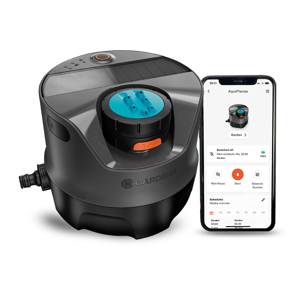AquaPrecise Bewässerungssystem für Rasen bis 320 m², solarbetrieben, gleichmäßige Verteilung, Bluetooth, einfache Montage, für jeden Garten (16000-20)