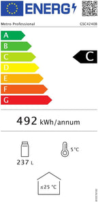 Getränkekühlschrank GSC4240B, 237 L, 110 W, 6 verstellbaren Einlegeböden, LED-Innenbeleuchtung, schwarz