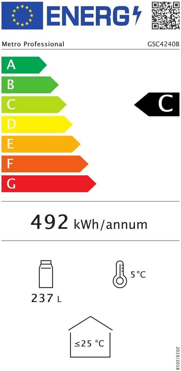 Getränkekühlschrank GSC4240B, 237 L, 110 W, 6 verstellbaren Einlegeböden, LED-Innenbeleuchtung, schwarz