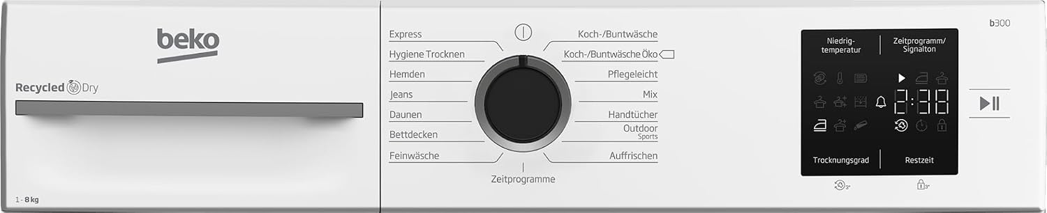 BM3T38210W1 Wärmepumpentrockner, Wäschetrockner, 8 kg, allergikergeeignet, Hygiene Trocknen & Hygiene Auffrischen, 15 Programme, Express, Weiß