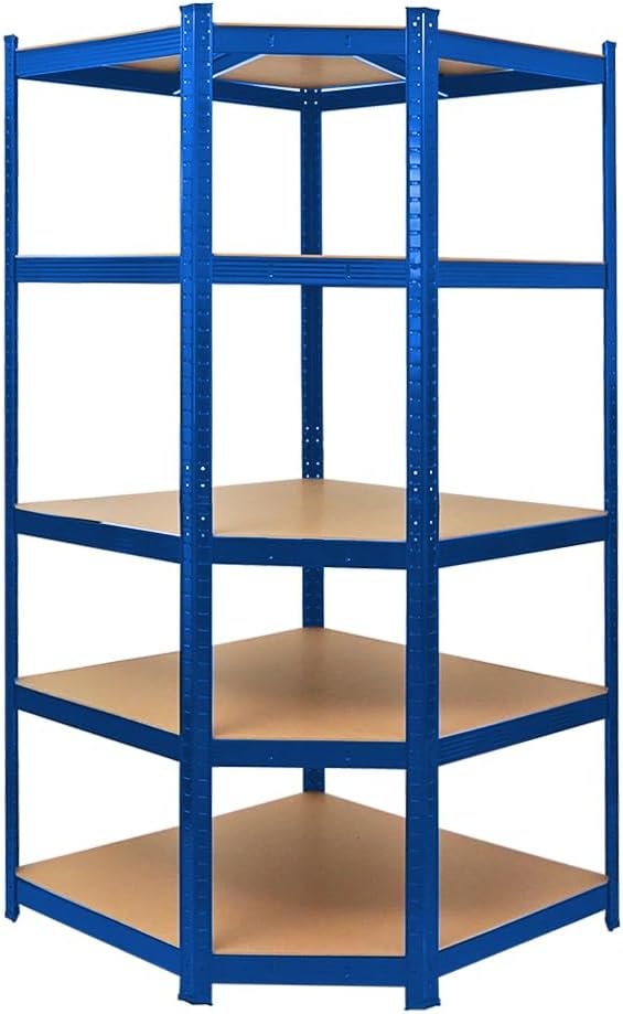 Eckregal Ragnar 1x 180x90x60cm + Taurus 2X 180x120x60cm Blau, Fachlast 175kg, Keller-, Garagen- und Lagerregal, Steckregal