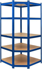 Eckregal Ragnar 1x 180x90x60cm + Taurus 2X 180x120x60cm Blau, Fachlast 175kg, Keller-, Garagen- und Lagerregal, Steckregal