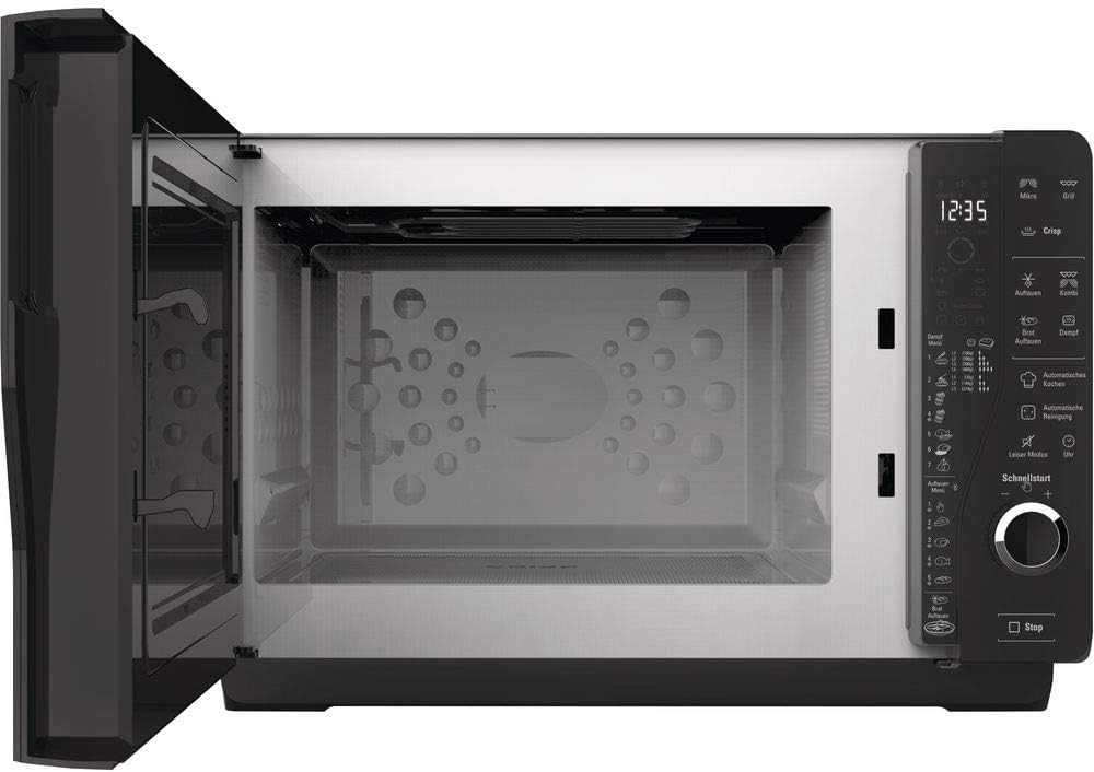 ExtraSpace Crisp MW 427 SL Grill-Mikrowelle, 800W/1000W, 25L, Crisp, Dampf, AutoClean, ohne Drehteller, Silber