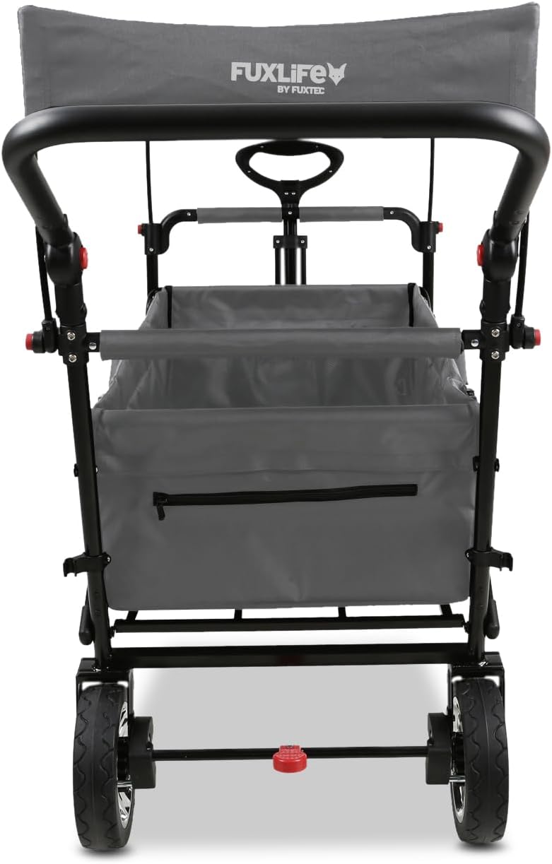 Bollerwagen faltbar FX-CT700 Grau • klappbarer Handwagen mit Bremsen • höhenverstellbarer Griff • gepolsterter Sitzbereich • platzsparend