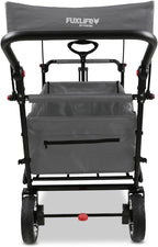 Bollerwagen faltbar FX-CT700 Grau • klappbarer Handwagen mit Bremsen • höhenverstellbarer Griff • gepolsterter Sitzbereich • platzsparend