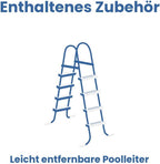 Metal Frame Pool rund Aufstellpool inkl. Sicherheitsleiter (366 x 122 cm) Volumen ca. 10.680l Navy Blue (28930GH)