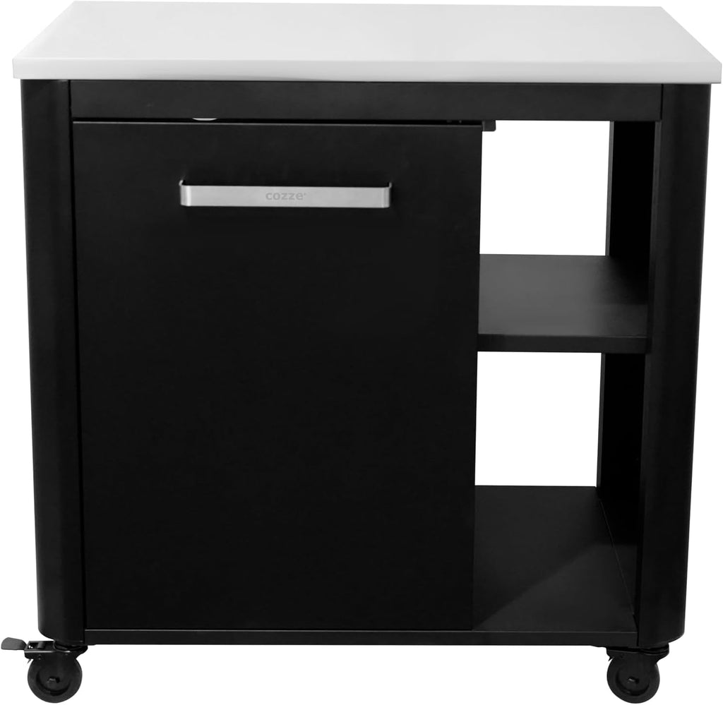 Outdoor-Tisch für Außenküchen, erweiterbar + kombinierbar, 4 Räder Ø75mm, 430 Edelstahl, Gasflaschenhalter, 100kg, für Grillfans