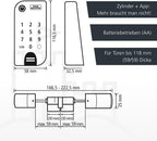 ENTRYeasy 7602 FP elektron. Türschloss, Zylinder + Keypad, Öffnung per App/Fingerprint/Pincode/Funkschlüssel, schwarz/Edelstahl, biometrisch