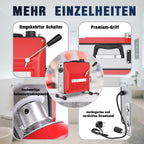 850W Elektrische Rohrreinigungsmaschine mit Spiralen: 14m Ø22mm, 14.5m Ø16mm, 5m Ø10mm, für Rohre Ø20-200mm, 450 U/min