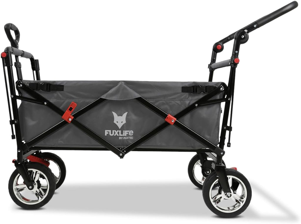 Bollerwagen faltbar FX-CT700 Grau • klappbarer Handwagen mit Bremsen • höhenverstellbarer Griff • gepolsterter Sitzbereich • platzsparend