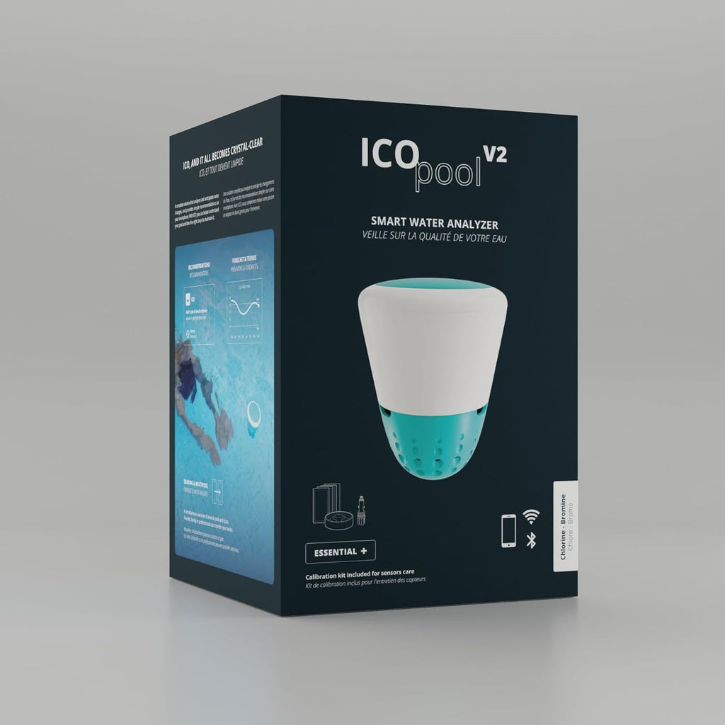 ICO Pool V2 Essential+ - Wasseranalysegerät, stündlich pH/ORP/Temperatur, inkl. Kalibrierungsset für Chlor- oder Brom-Pools