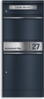 Paketbox Briefkasten mit großem Paketfach, Anthrazit, personalisiert, Standbriefkasten für draußen, rostfrei und massiv, mit Gravur, Bispo 2