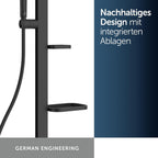 Ceratherm Alu+ Duschsystem, 100% recyceltes Aluminium, Wassersparende Brause, variable Strahlarten, Verbrühschutz, Schwarz Matt (356x501x1113 mm)