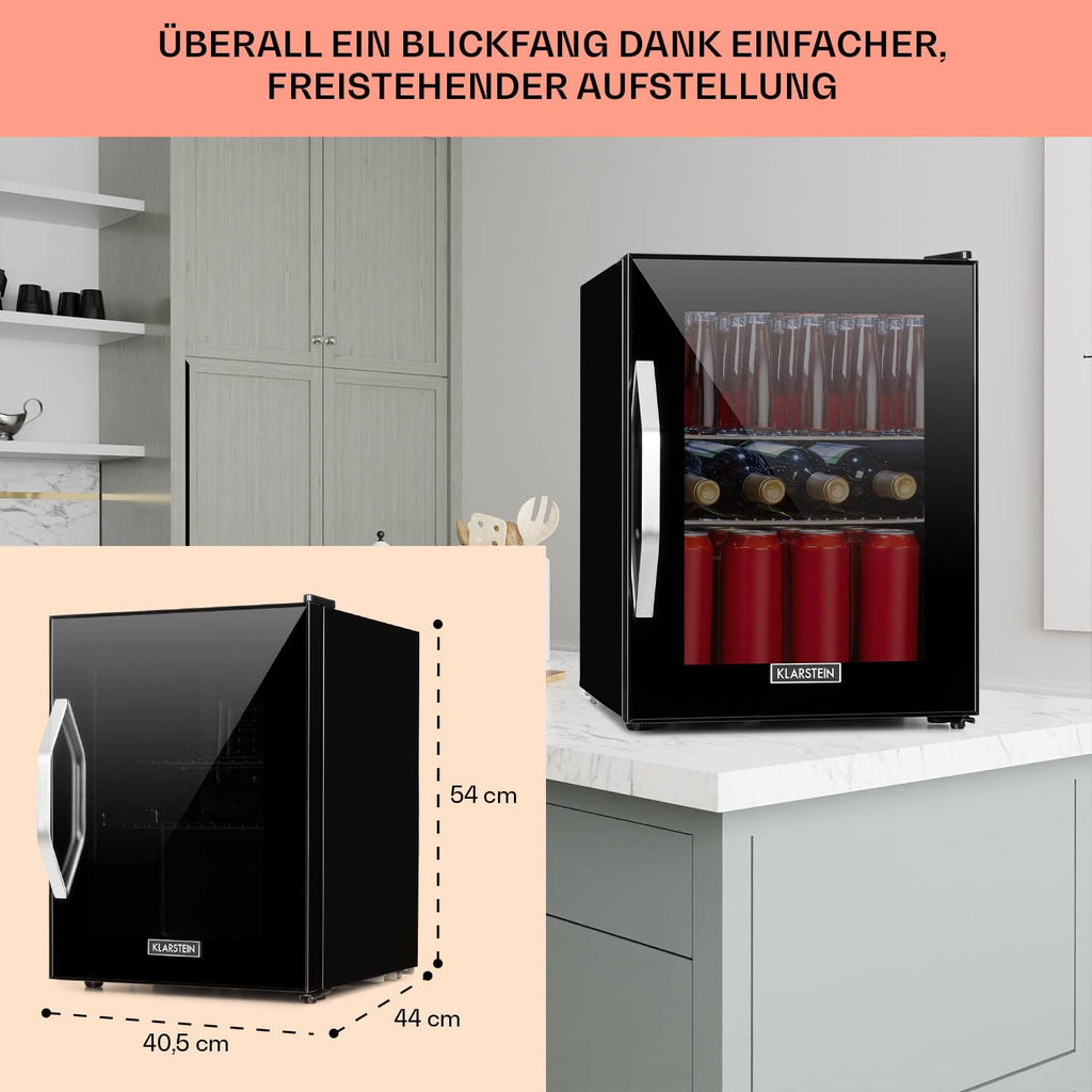 Mini Kühlschrank mit Glastür, 33 Liter, verstellbare Ablagen, leise, für Innen und Außen, ideal für Zimmer und Getränke