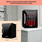 Mini Kühlschrank mit Glastür, 33 Liter, verstellbare Ablagen, leise, für Innen und Außen, ideal für Zimmer und Getränke