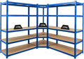 Eckregal Ragnar 1x 180x90x60cm + Taurus 2X 180x120x60cm Blau, Fachlast 175kg, Keller-, Garagen- und Lagerregal, Steckregal