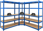 Eckregal Ragnar 1x 180x90x60cm + Taurus 2X 180x120x60cm Blau, Fachlast 175kg, Keller-, Garagen- und Lagerregal, Steckregal