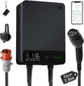 11kW Wallbox mit App, 7,5m Typ 2 Kabel + Halter, 3-Phasen (6-16A, 400V), RCD Typ A 30mA+6mA DC, IP54, für BEV/PHEV, schwarz