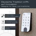Elektronisches Türschloss, Zylinder und Keypad, Öffnung mit App, Pincode oder Funkschlüssel, ENTRYeasy 7601 PIN, Schwarz/Edelstahl Tastenfeld
