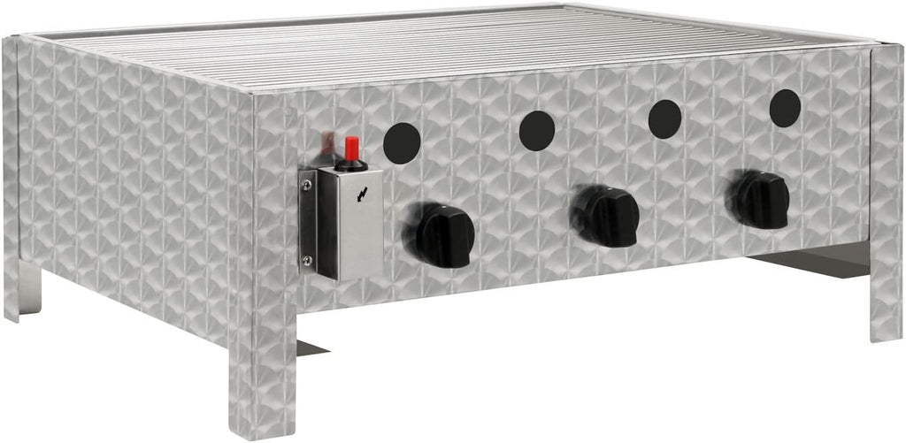 Edelstahl Gastrobräter 3-flammig 64x52x27 cm | Gastrogasgrill, Tischgrill, Wurstbrater