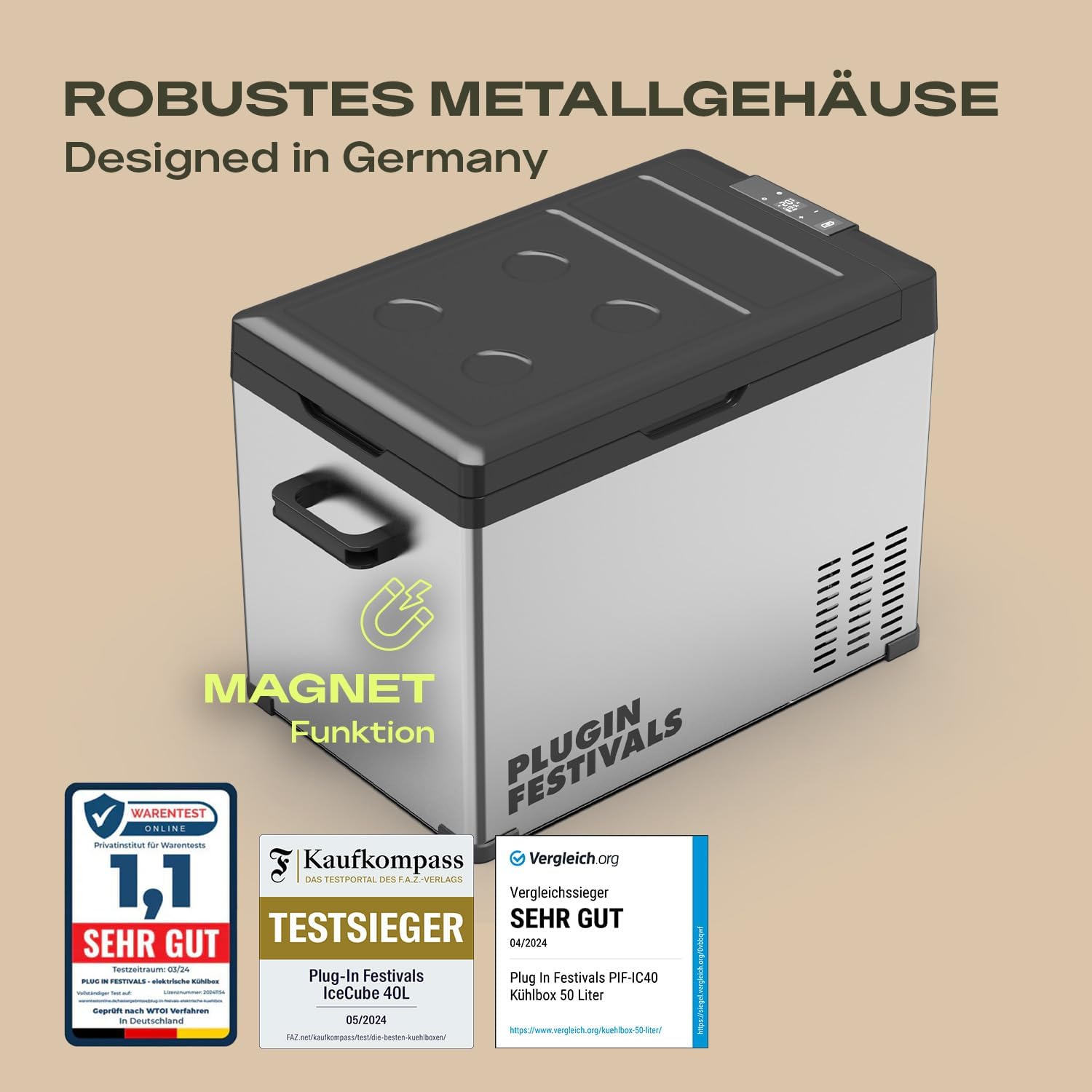 Elektrische Kühlbox mit Kompressor - Gefrierbox bis -20°C - Kühlbox für Auto & Camping - Powerstation - 12V/230V - 50 Liter