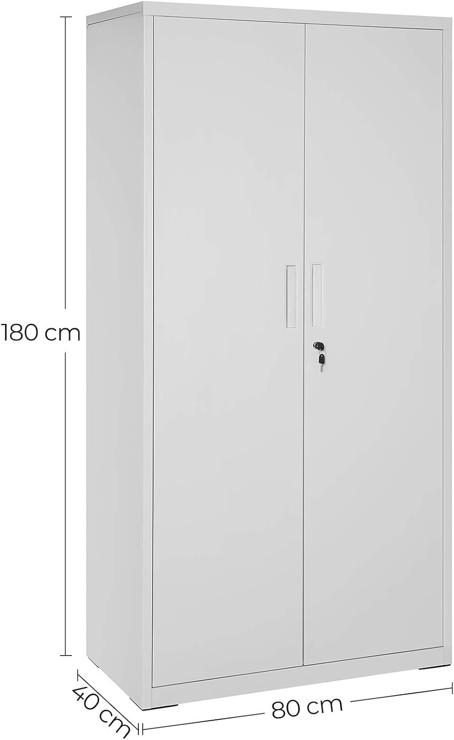 Stahl-Aktenschrank, 5 Ebenen, Doppeltüren + Schloss, verstellbare Ablagen, Mehrzweck-/Werkzeugschrank, für Garage/Büro/Wohnzimmer, grau, OMC015G01