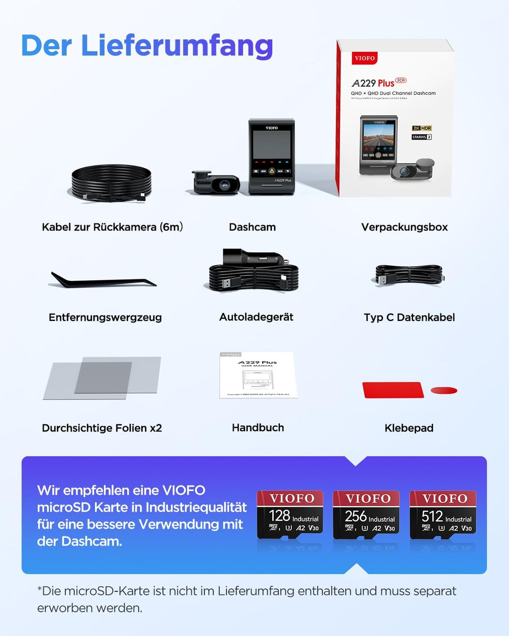 A229 Pro 4K+2K Dual STARVIS 2, HDR, Front+Rück-Dashcam, Sprachsteuerung/-ausgabe, 5GHz Wi-Fi, GPS+CPL, Super Nachtsicht 2.0, bis 512GB
