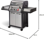 Gasgrill MONROE PRO 3 SIK TURBO, 3 Edelstahlbrenner, Seitenkocher, Infrarot-Backburner, PanoVision, HEAT RANGE, 800°C Turbo Zone, Silber/Schwarz