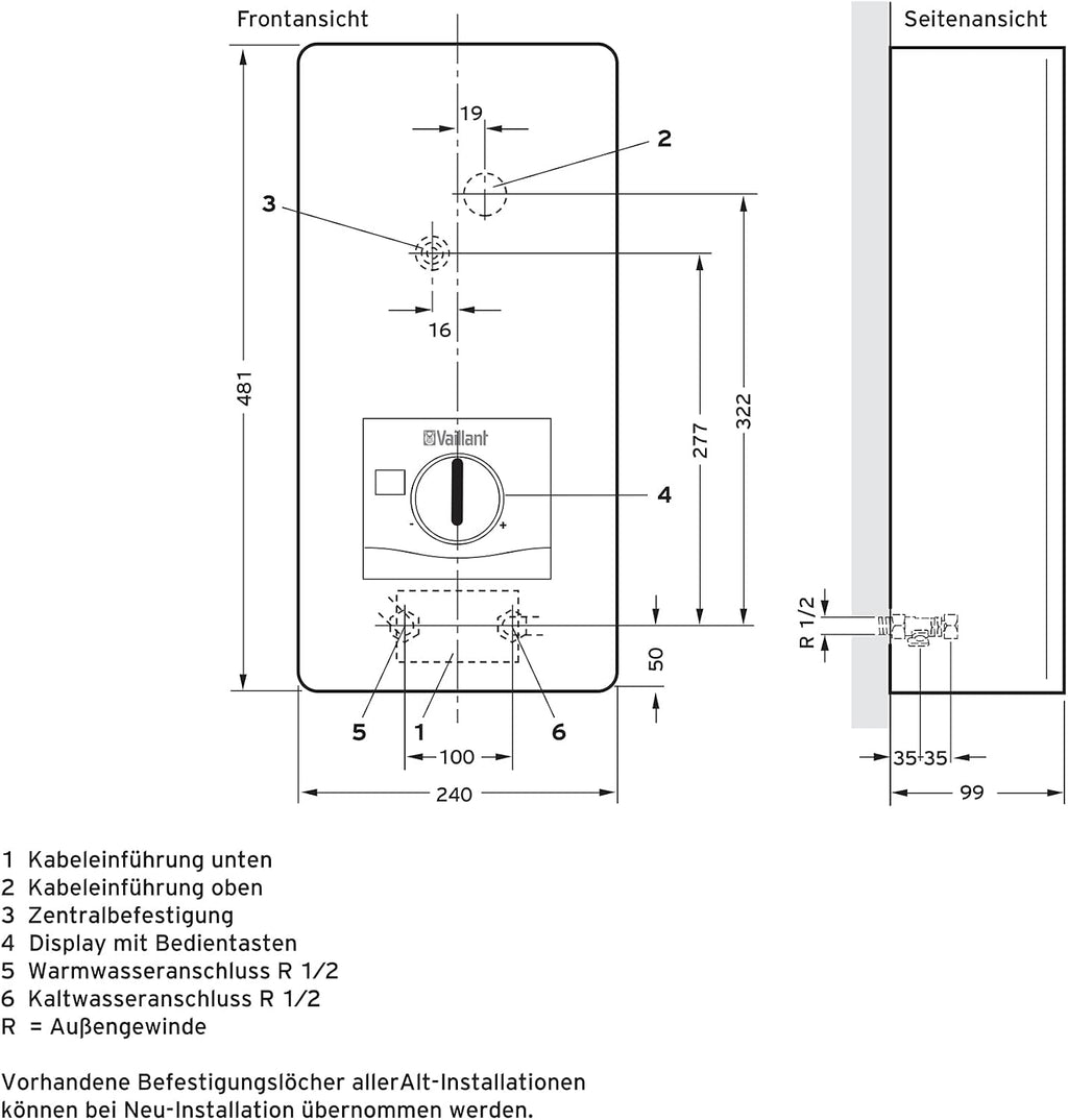 Elektronischer Durchlauferhitzer VED E 24/8, druckfest, 24kW, 400V, gradgenaue Auslauftemperatur, stufenlos einstellbar, Digitalanzeige, 0010023779