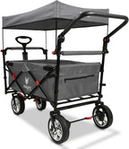 Bollerwagen faltbar FX-CT700 Grau • klappbarer Handwagen mit Bremsen • höhenverstellbarer Griff • gepolsterter Sitzbereich • platzsparend