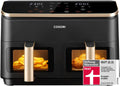 Heißluftfritteuse 8,5L 2 Kammern mit Sichtfenster, Testsieger Stiftung Warentest, NTC-Tech für präzise Temperaturkontrolle, Gold, R903