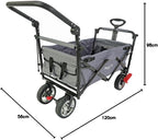 Bollerwagen faltbar FX-CT700 Grau • klappbarer Handwagen mit Bremsen • höhenverstellbarer Griff • gepolsterter Sitzbereich • platzsparend