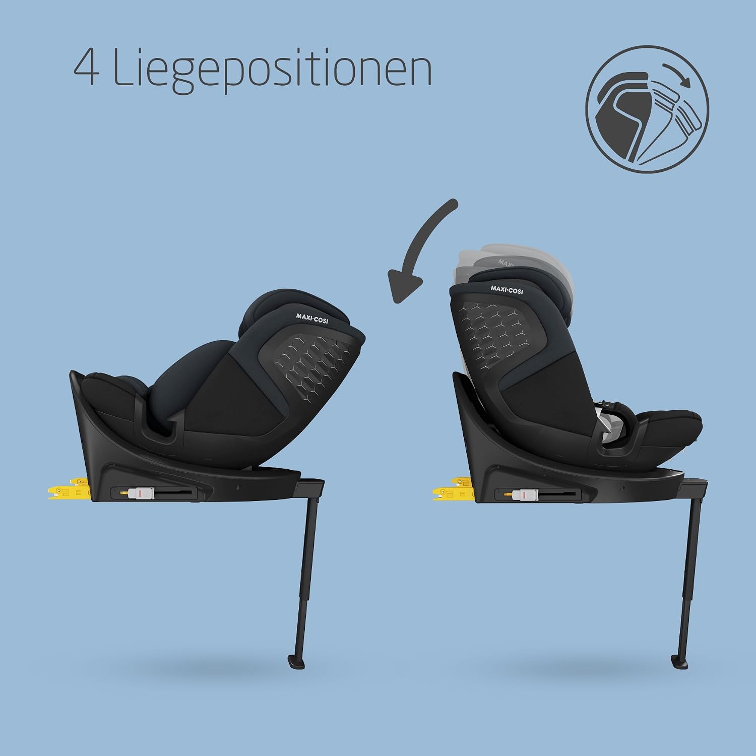 Emerald 360 S i-Size, Autositz 360° drehbar, 0–12 Jahre (40–150 cm), FlexiSpin-Drehung, 4 Liegepositionen, G-CELL Seitenaufprallschutz, Tonal Black
